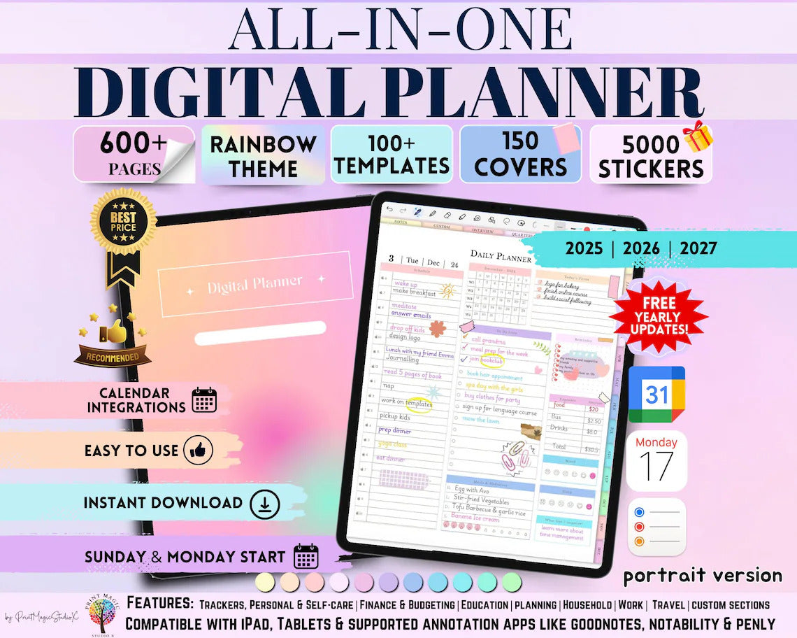 All in One Digital Planner Undated